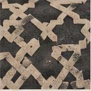 Faded lattice print on charcoal fabric
