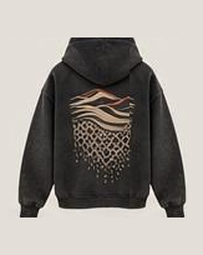 Charcoal hoodie, back view